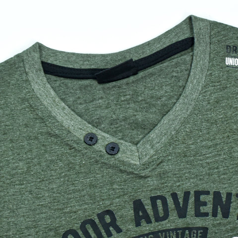 Out Door Edventure V Neck Cotton Tee Shirt For Men