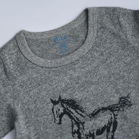 Long Sleeves Crew Neck Horse Print Kids Tee (1 TO 6 YEARS)