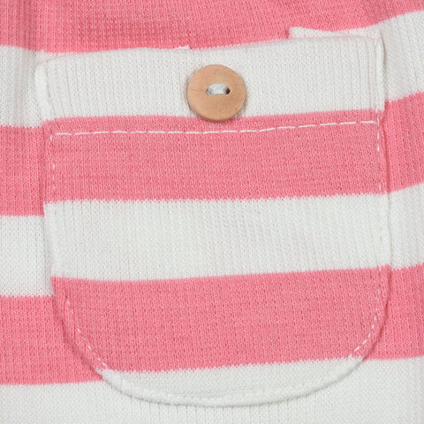 Baby Horizontal Stripe Front Pocket Comfy Baby Pink Trouser