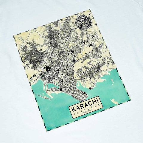 Jupiter Karachi Map Cotton Graphic Tee For Men