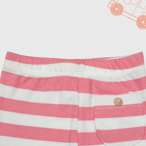 Baby Horizontal Stripe Front Pocket Comfy Baby Pink Trouser