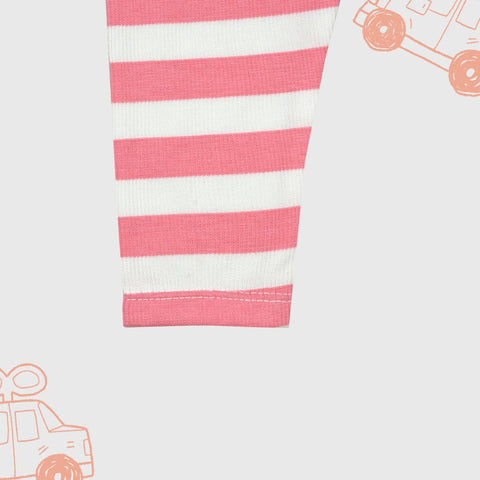 Baby Horizontal Stripe Front Pocket Comfy Baby Pink Trouser