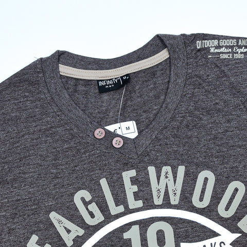 Eagle Wood V Neck Cotton Tee Shirt For Men