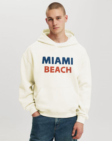 Jupiter Heavy Gsm Miami Puff Printed Off White Hoodie