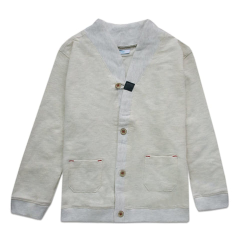 Kid's Off White Double Pocket Cardigan Sweater (12 Months to 4 Years)