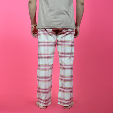 Unisex Checked Loungewear Comfy Soft Light Grey Cotton Trouser