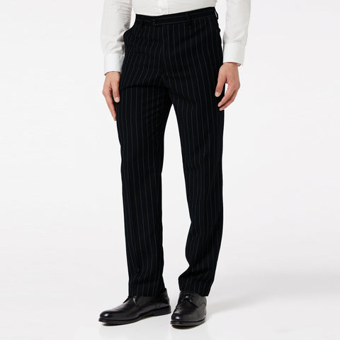 Imported Gentleman Fit Vertical Stripes Navy Pant Coat For Men