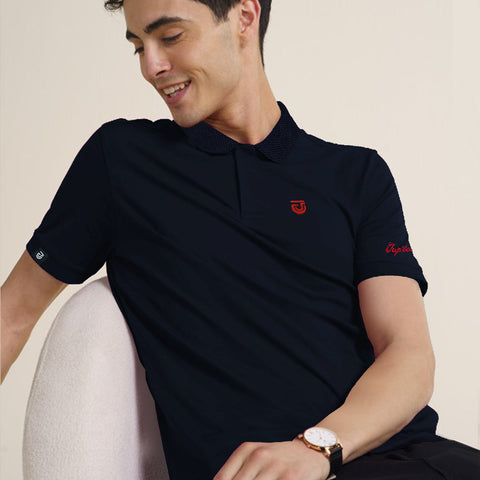 Jupiter Textured Collar Prime Embroidered Logo Viscosen Soft Cotton Polo For Men