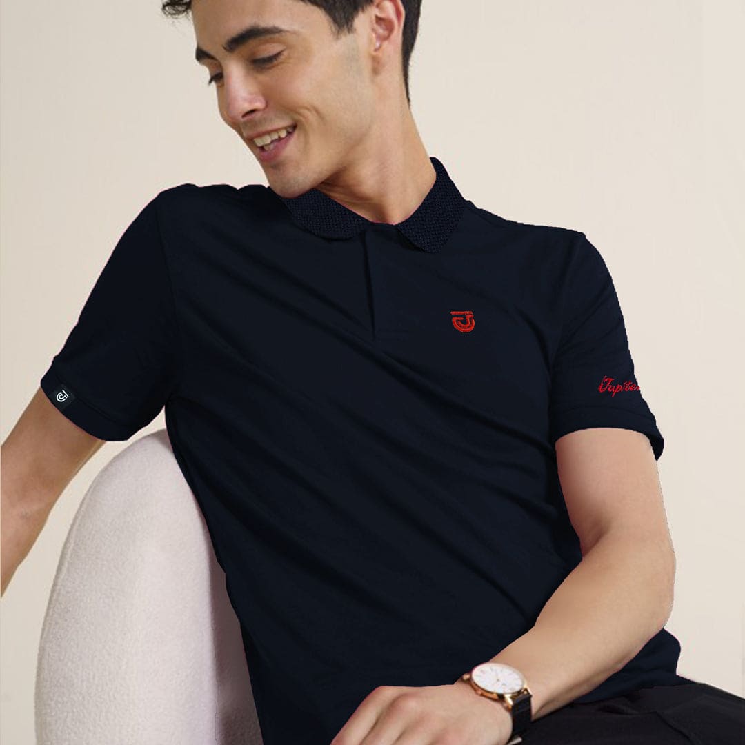 Jupiter Textured Collar Prime Embroidered Logo Viscosen Soft Cotton Polo For Men (Minor Fault)