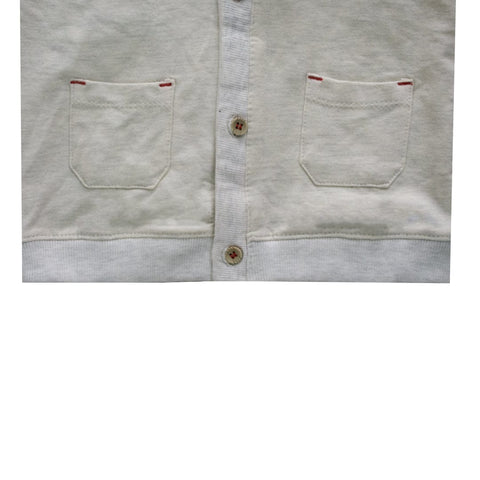 Kid's Off White Double Pocket Cardigan Sweater (12 Months to 4 Years)