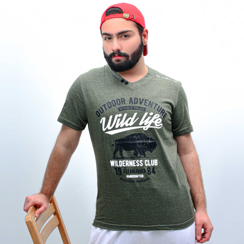 Out Door Edventure V Neck Cotton Tee Shirt For Men