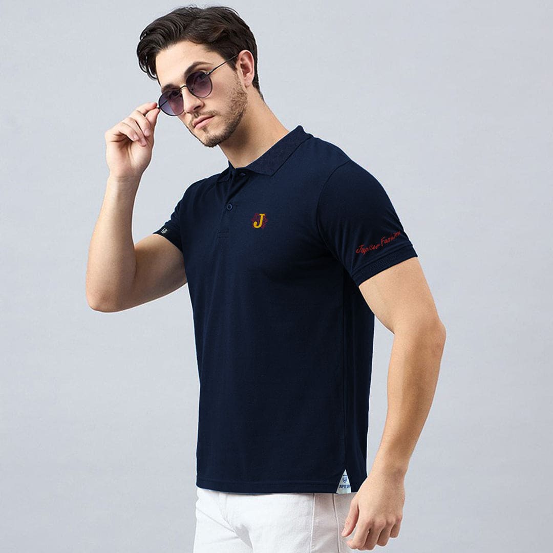 Jupiter Textured Collar Classic Embroidered Viscosen Soft Cotton Polo For Men (Minor Fault)