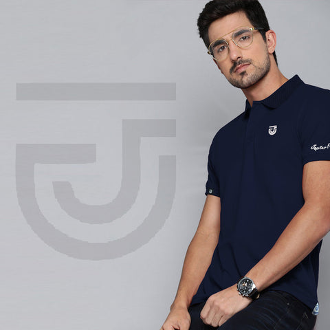 Jupiter Textured Collar Prime Embroidered Logo Viscosen Soft Cotton Polo For Men