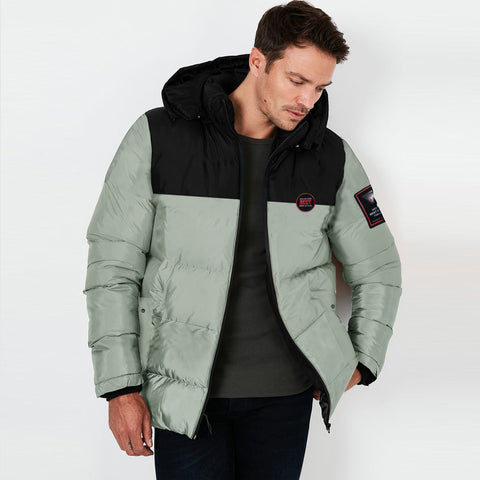 Imported Color Block Heavy Thick Padded Puffer Hooded Jackets For Mens