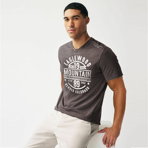 Eagle Wood V Neck Cotton Tee Shirt For Men