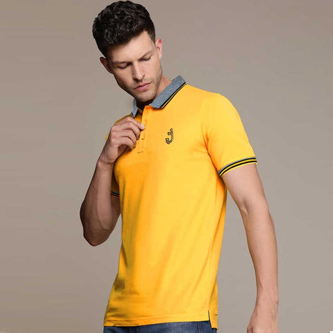 Jupiter J Logo Jaquard Collar Men Cotton Polo