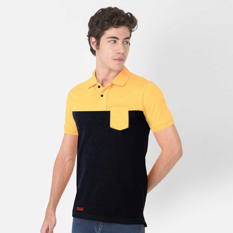 Jupiter Front Pocket Color Block Men Oversized Cotton Polo