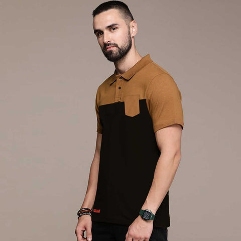 Jupiter Front Pocket Color Block Men Oversized Cotton Polo