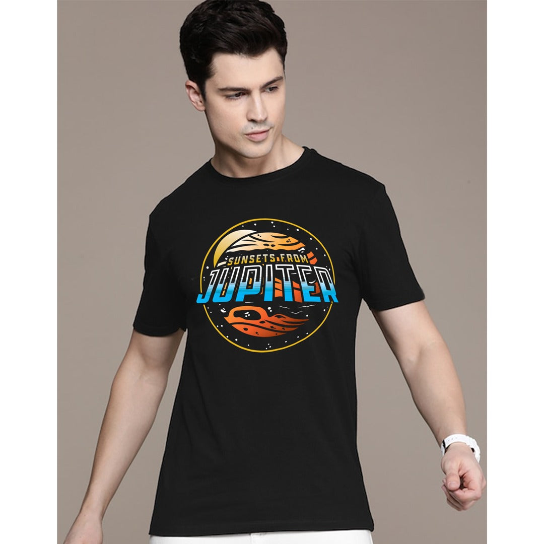 Jupiter Sunset Cotton Graphic Tee For Men