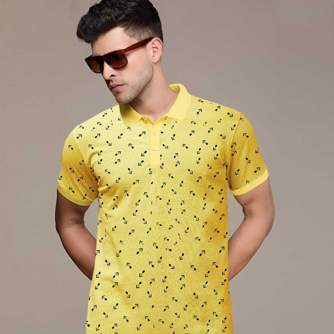 Jupiter Arrow Pattern All Over Print Cotton Polos