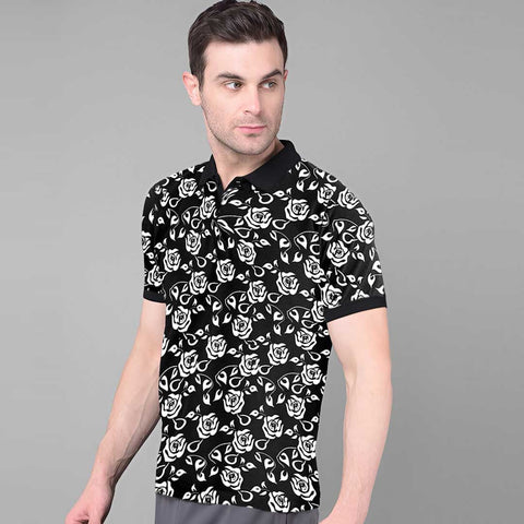 Jupiter Floral All Over Printed Cotton Polos