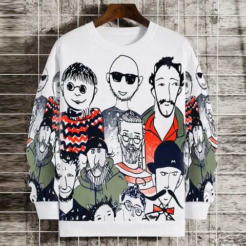 Jupiter Personality Face Printed Long Sleeves Shirt For Men