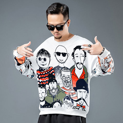 Jupiter Personality Face Printed Long Sleeves Shirt For Men