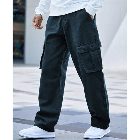 Jupiter French Twill Navy Cotton Cargo Trouser For Men