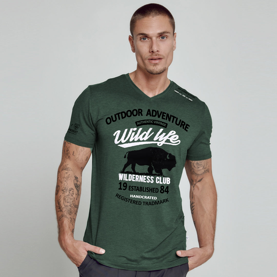 Out Door Edventure V Neck Cotton Tee Shirt For Men