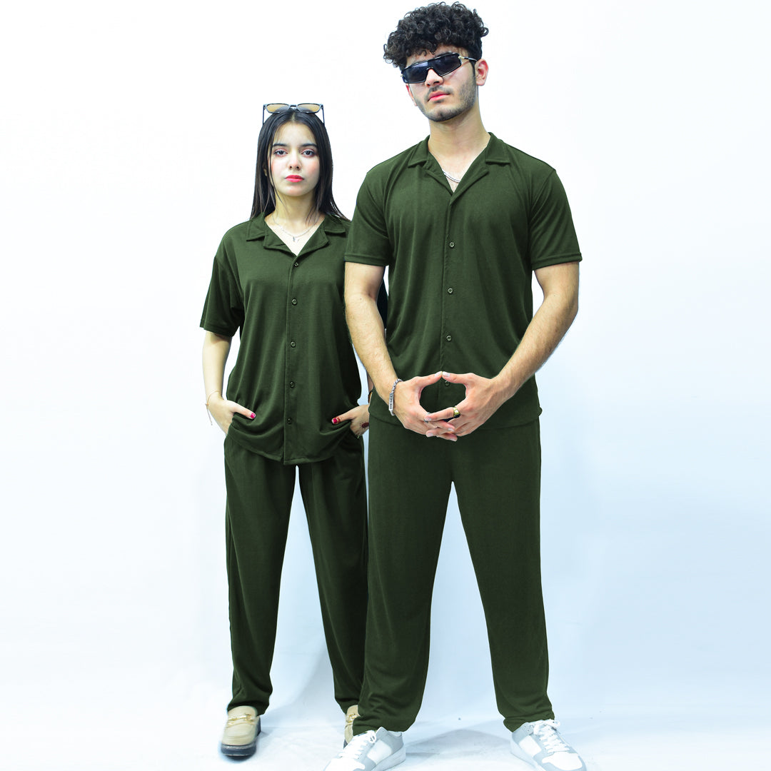 Jupiter Celebrity Unisex French Pique Olive Coord Set