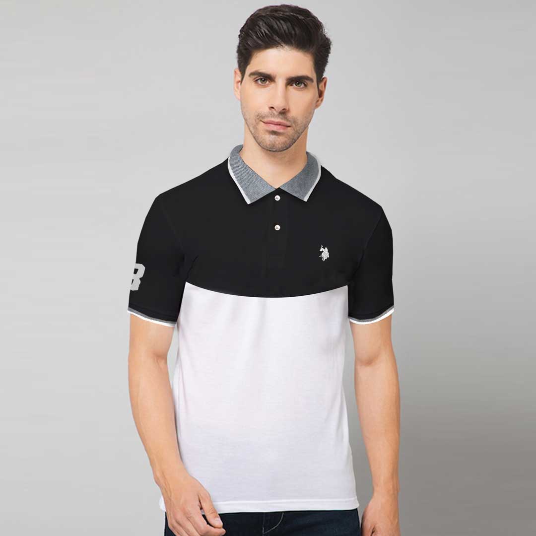 Prime Logo Curve Block Men Cotton Polo