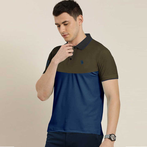 Prime Logo Curve Block Men Cotton Polo