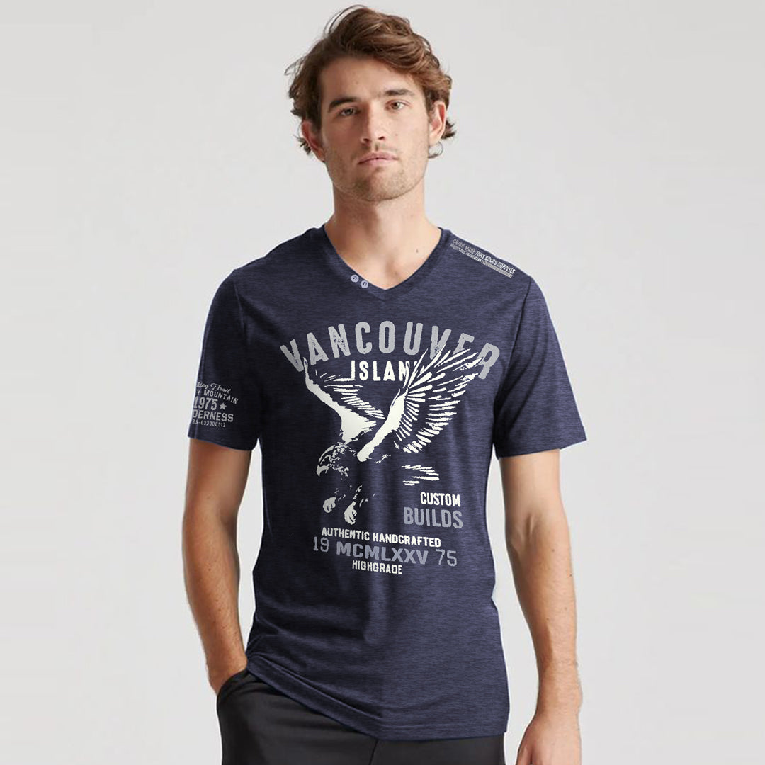 Candour Island V Neck Cotton Tee Shirt For Men