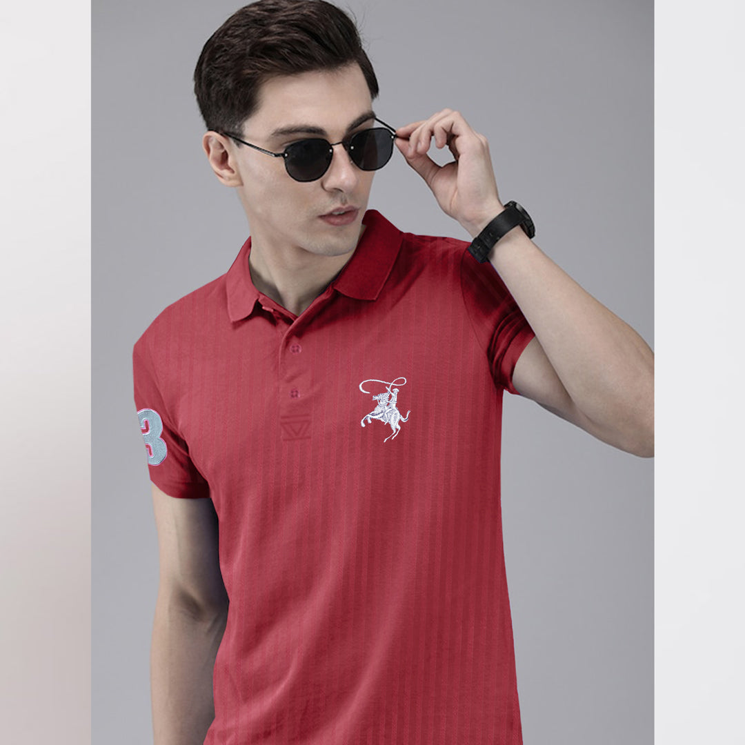 Textured Fabric Iconic Logo Cotton Polo For Men