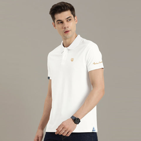 Jupiter Textured Collar Embroidered Logo Viscosen Soft Prime Polo For Men