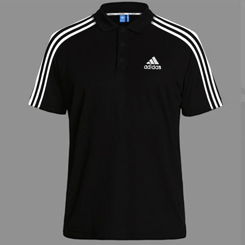 Three Stripes Classic Logo Sports Cotton Polo For Men