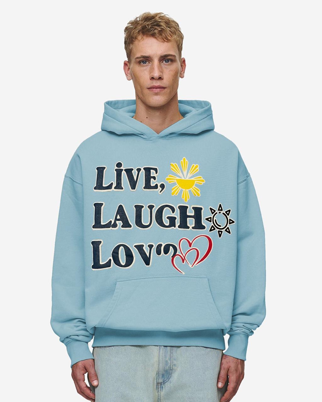 Jupiter Heavy Gsm Live & Laugh Puff Printed Oversized Hoodie