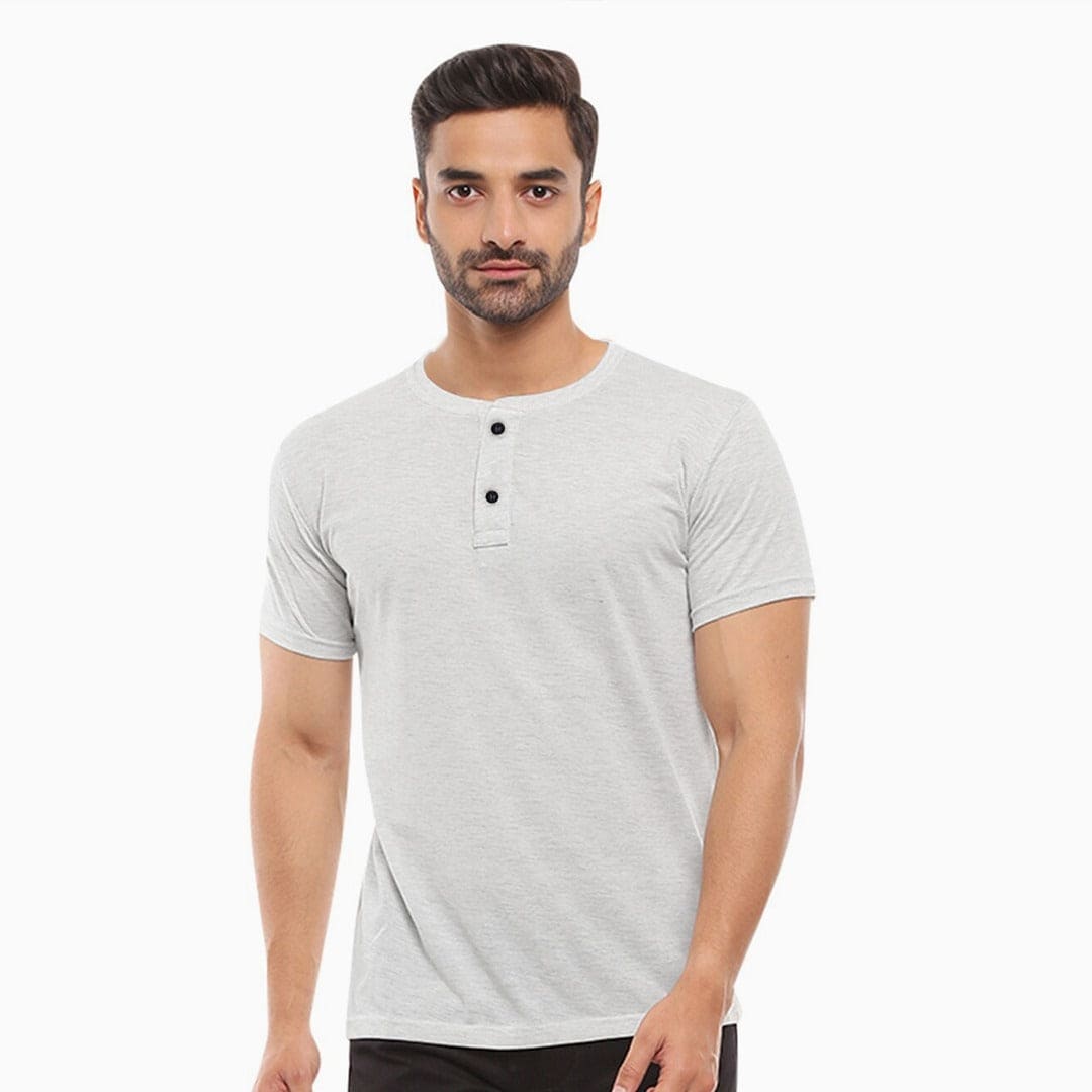 Henley Neck Nice Fit Soft Cotton Tee For Men