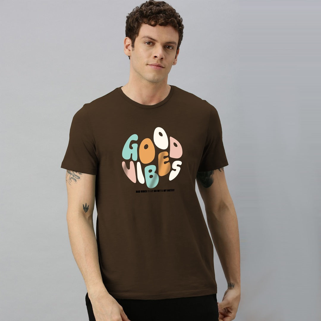 Jupiter Only Good Vibes Cotton Graphic Tee For Men