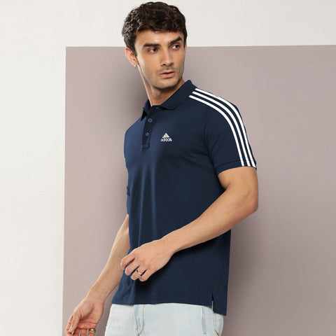 Three Stripes Classic Logo Sports Cotton Polo For Men