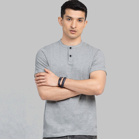 Henley Neck Nice Fit Soft Cotton Tee For Men