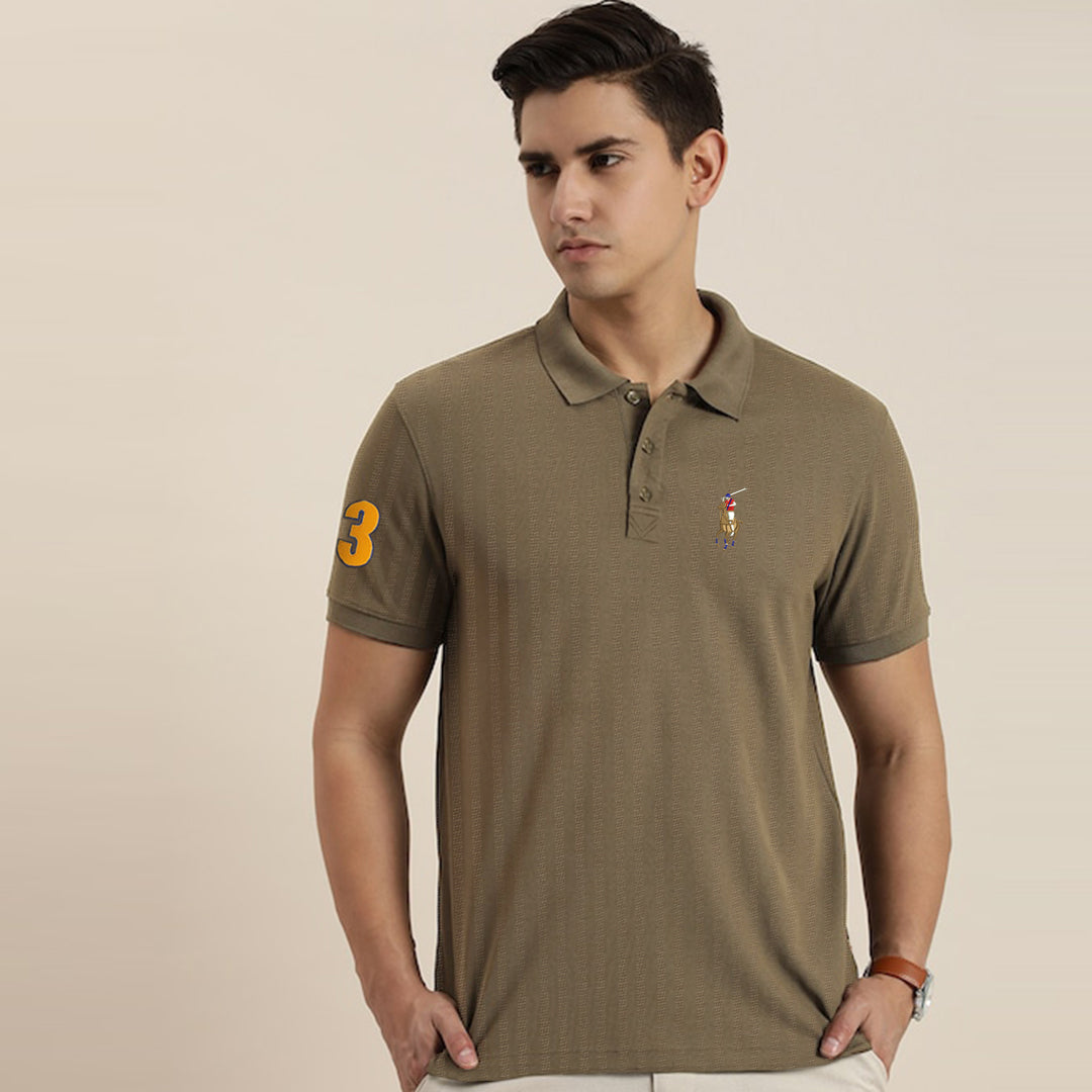 Textured Fabric Classic Logo Cotton Polo For Men