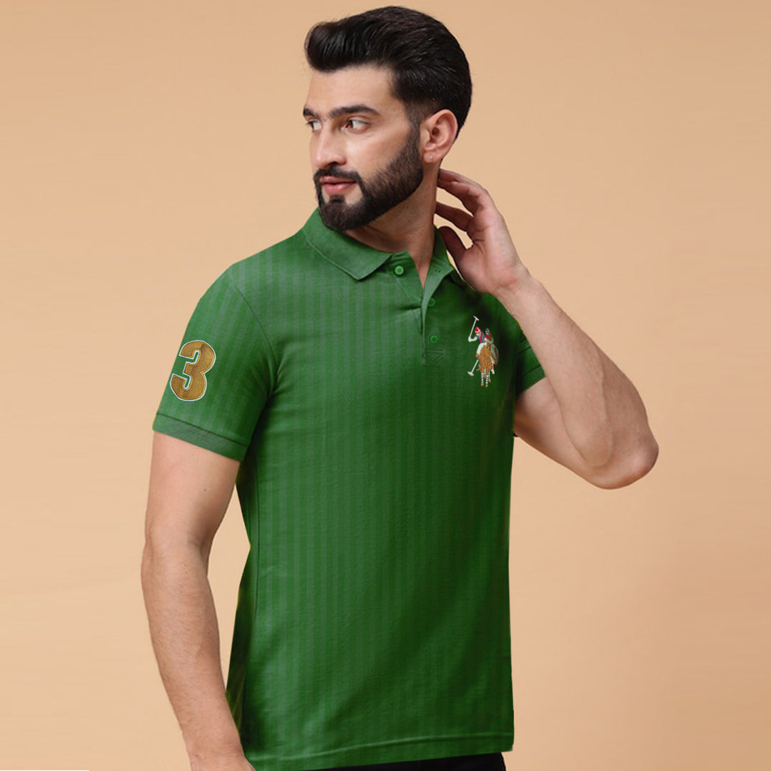 Textured Fabric Superior Logo Cotton Polo For Men