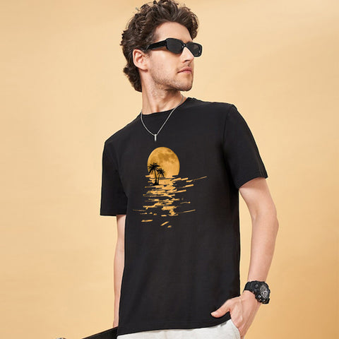 Jupiter Sunset Beach Cotton Graphic Tee For Men