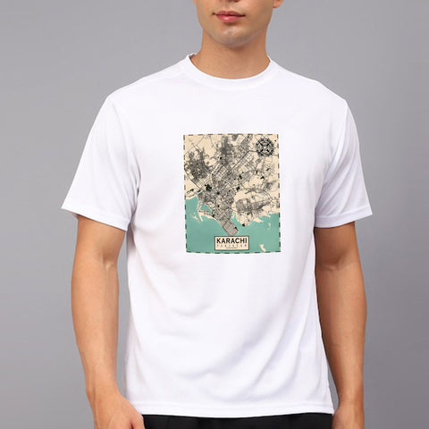 Jupiter Karachi Map Cotton Graphic Tee For Men