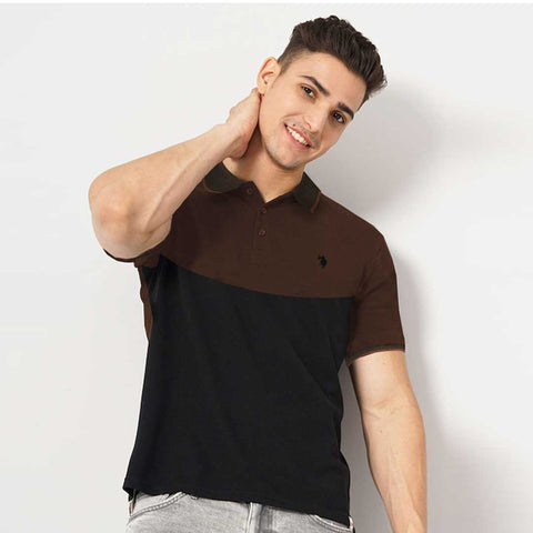 Prime Logo Curve Block Men Cotton Polo