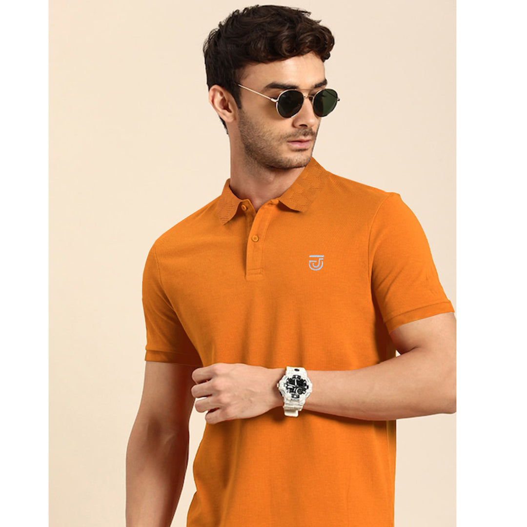 Jupiter Textured Collar Cotton Viscose Pique Polo For Men