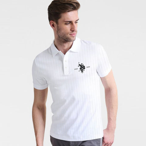 Textured Fabric High Density Logo Cotton Polo For Men