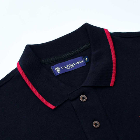 High End Premium Logo Midnight Blue Cotton Polo For Men