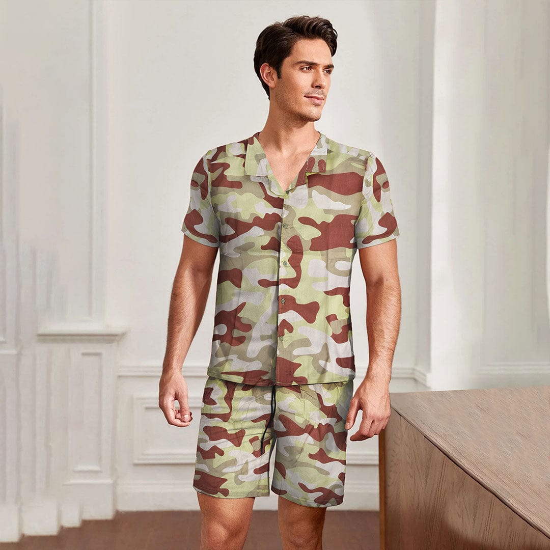 Jupiter Men Holiday Cotton Linen Stone Camo Twin Set